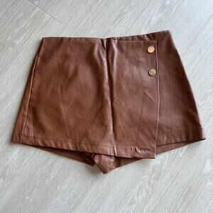 Story On Skort PU Faux Leather Medium Brown